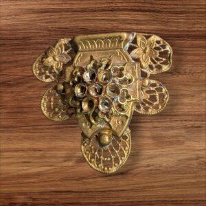 Vintage Gold‎ Filigree Brooch With Rhinestone Accents French revival  gothic